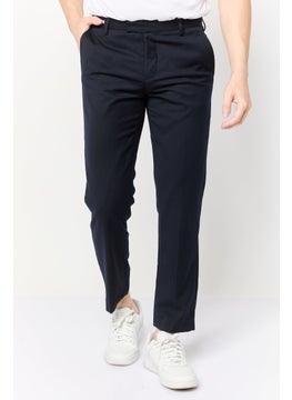 SELECTED FEMME Men Regular Fit Solid Dress Pants, Navy Blue  - Image 1