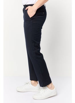 SELECTED FEMME Men Regular Fit Solid Dress Pants, Navy Blue  - Image 3