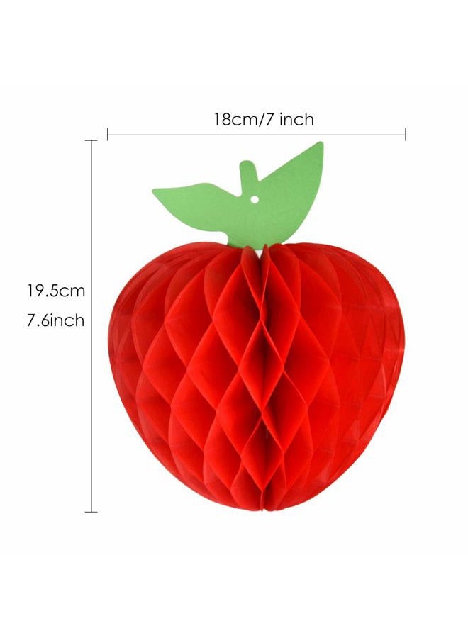 FEPITO 7 Inch Apple Tissue Honeycomb Hanging Red Paper Apple Decorations Fruit Decoration for Back to School, Baby Shower - Image 2
