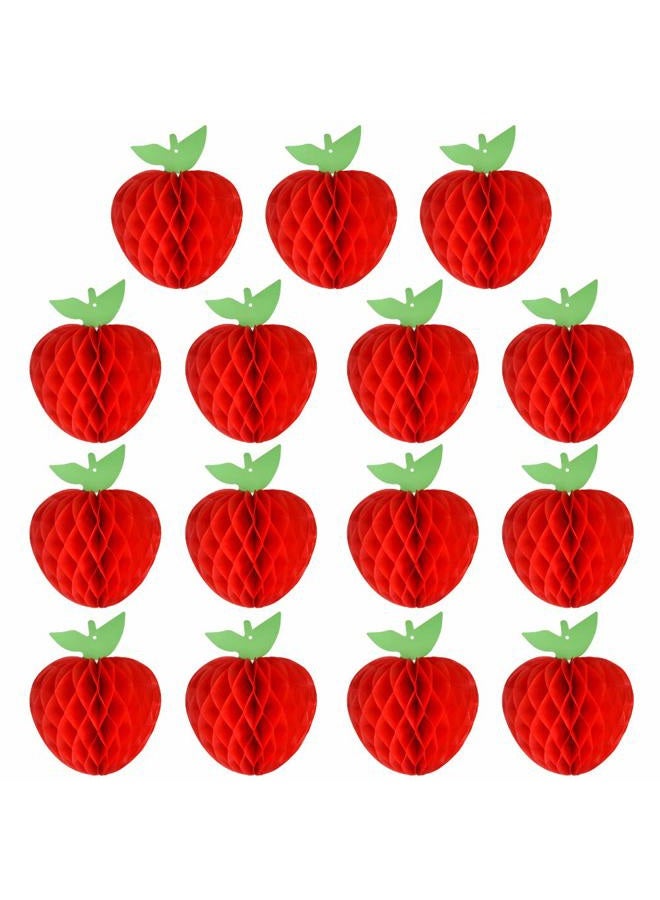 FEPITO 7 Inch Apple Tissue Honeycomb Hanging Red Paper Apple Decorations Fruit Decoration for Back to School, Baby Shower - Image 1