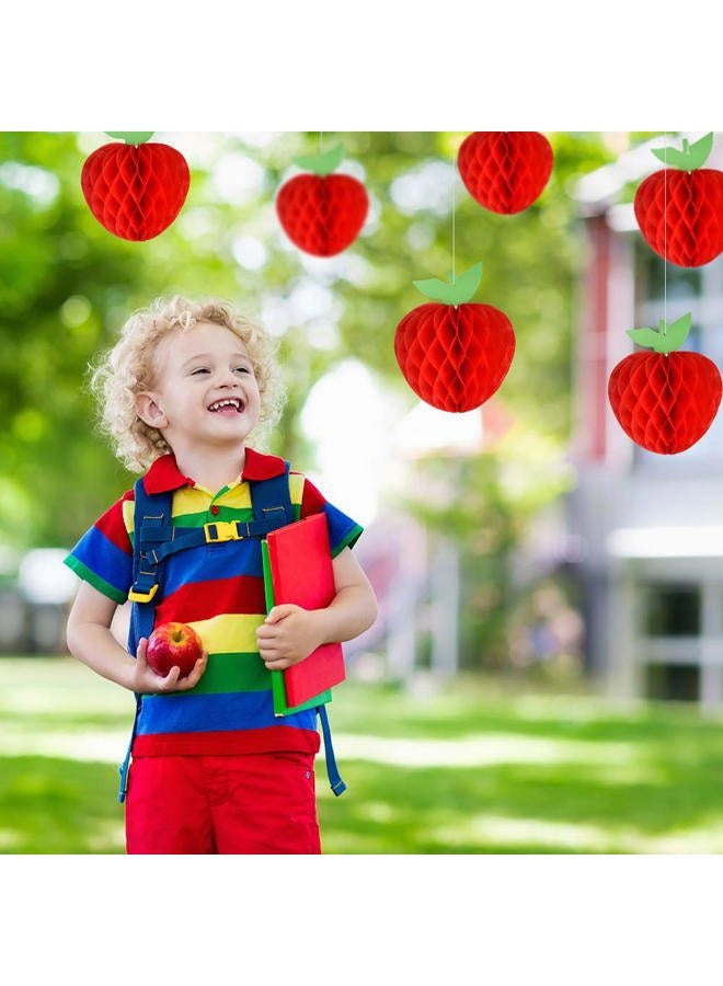 FEPITO 7 Inch Apple Tissue Honeycomb Hanging Red Paper Apple Decorations Fruit Decoration for Back to School, Baby Shower - Image 5