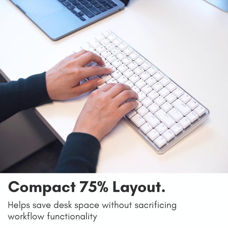 Macally Wireless Mechanical Keyboard for Mac | Compatible Bluetooth Apple Keyboard (75% Size, Blue Tactile Switches) Compact, Multi Device, Backlit for MacBook Pro/Air, iMac, Mac mini/Pro - Image 5