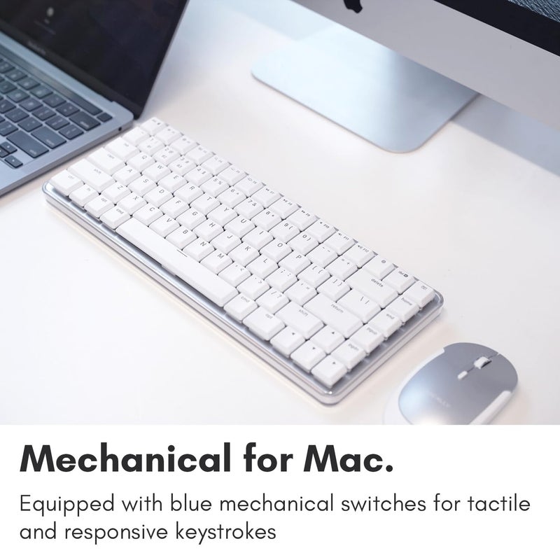 Macally Wireless Mechanical Keyboard for Mac | Compatible Bluetooth Apple Keyboard (75% Size, Blue Tactile Switches) Compact, Multi Device, Backlit for MacBook Pro/Air, iMac, Mac mini/Pro - Image 2