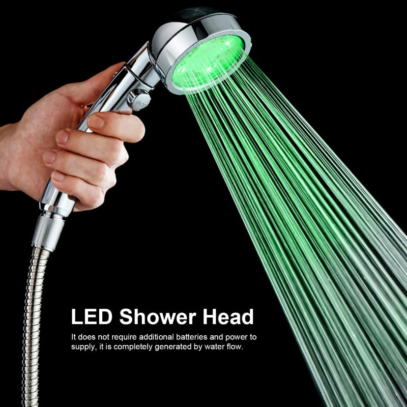 رأس دش LED: عرض متعدد الألوان (7 ألوان) أو عرض حساس للدرجة الحرارية - مفتاح تشغيل/إيقاف مؤقت - فوهات منع انسداد - رأس دش بحجم G1/2 للاستخدام بالبالغين والأطفال الصغار والحيوانات الأليفة والمركبات السياحية والساكنة المتنقلة - Image 4