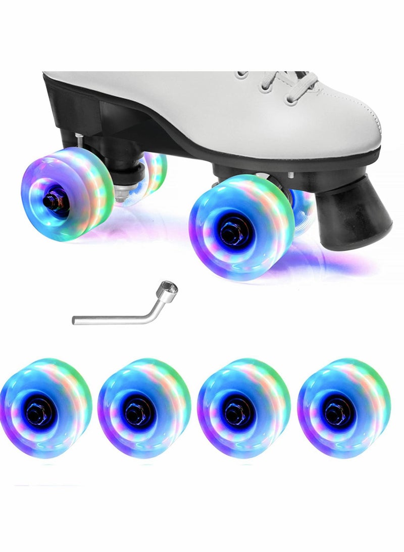Y&D Roller Skate Wheels with Bearings, Installed Luminous Quad Light Up for Indoor or Outdoor Double Row Skating and Skateboard, 4 Pcs - Image 1