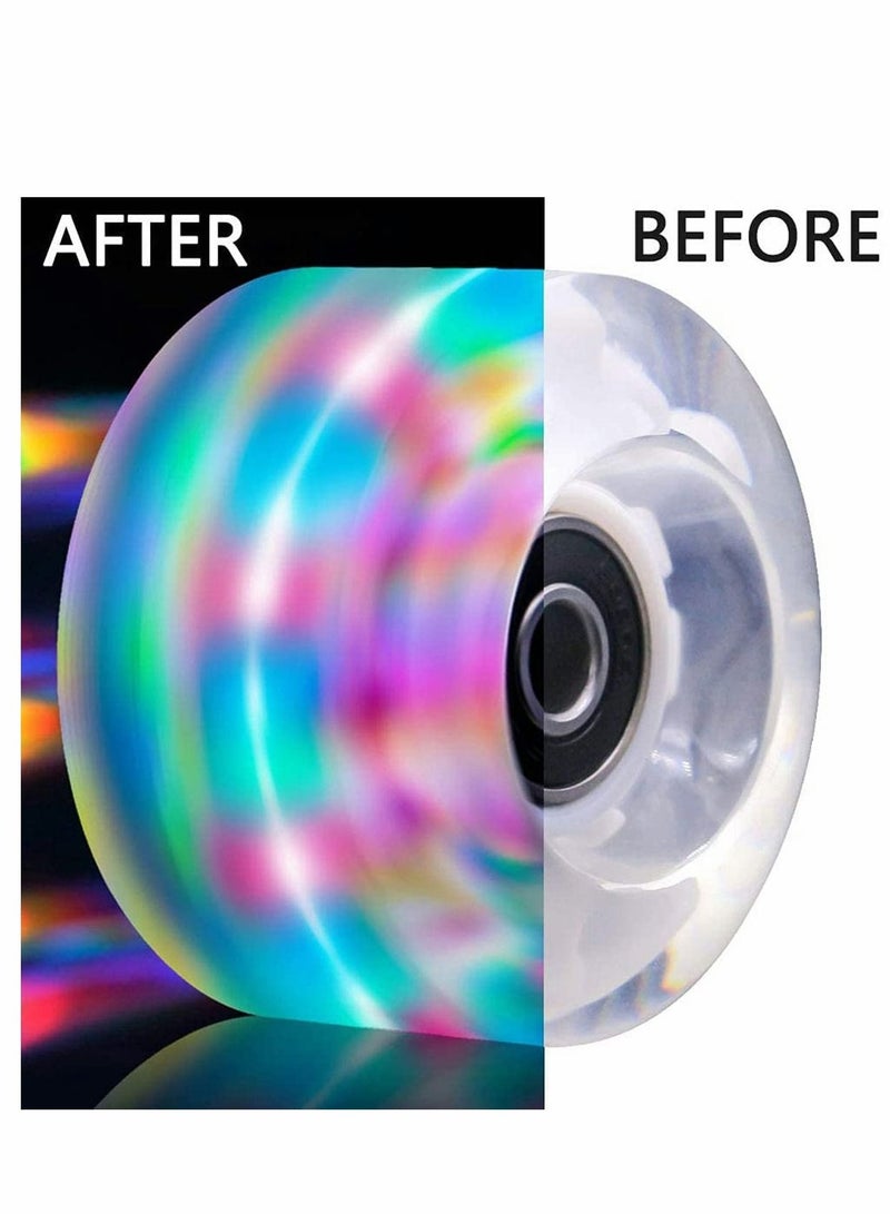 Y&D Roller Skate Wheels with Bearings, Installed Luminous Quad Light Up for Indoor or Outdoor Double Row Skating and Skateboard, 4 Pcs - Image 4