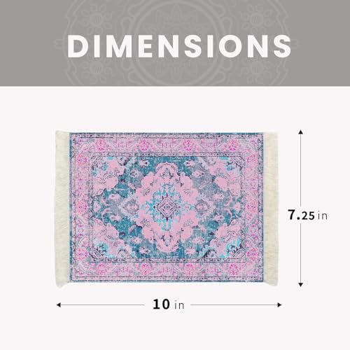 Infusion Oriental Rug Fringe-Trim Mouse Pad – Pink & Blue Persian-Inspired Design, Non-Slip Backing, Stylish Desk Accessory - Image 5