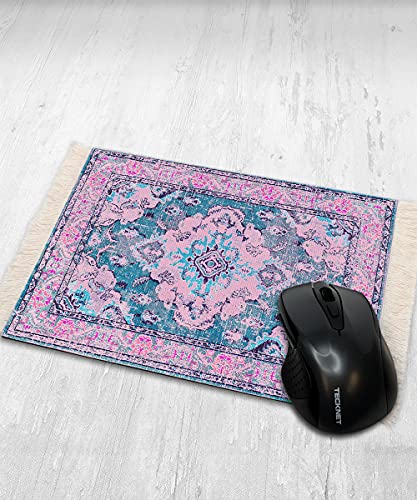 Infusion Oriental Rug Fringe-Trim Mouse Pad – Pink & Blue Persian-Inspired Design, Non-Slip Backing, Stylish Desk Accessory - Image 4