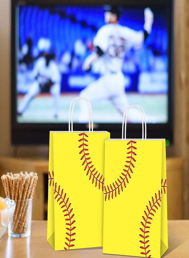 MIMIND 16 Pack Softball Gift Bags with Handles Paper Party Favor Goodie Bags Softball Treat Bags for Birthday Game Day Sport Themed Party Supplies - Image 5