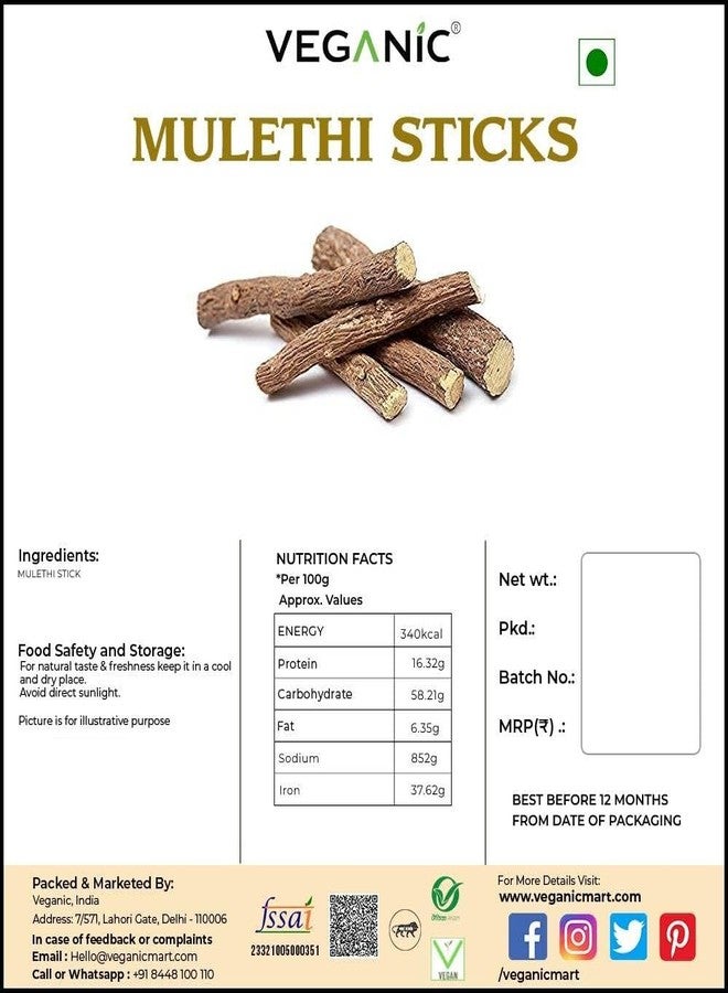 Veganic Mulethi Sticks | Licorice Roots | Yashtimadhu | Glycyrrhiza Glabra - 250gm | Jeshthamadha Moolethi Roots - Image 2