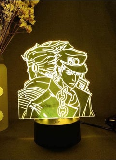 althiqahkey Multicolour 3D Night Lights  JoJo's Bizarre Adventure JoJo Silhouette Figure Lamp USB Powered 16 Colors Remote Control Table Lamp Home Bedroom Decor Holiday Gift LED Illusion  - Image 4