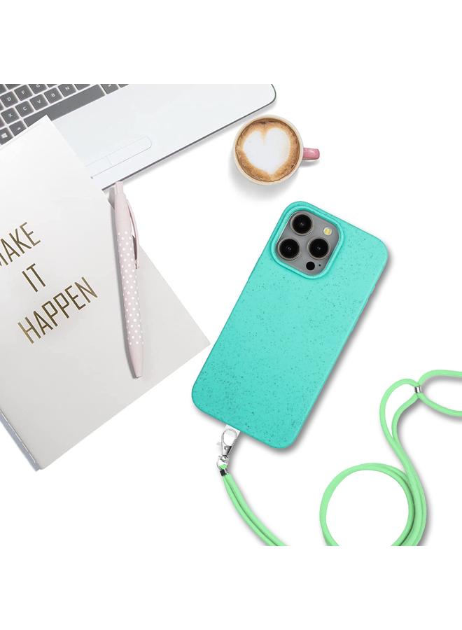 S-TOP Case For iPhone 14 Pro Max Wheat MagSafe Magnetic Straw Material + TPU Phone Case with Lanyard - Image 4