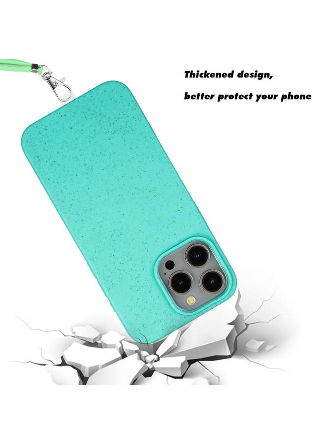 S-TOP Case For iPhone 14 Pro Max Wheat MagSafe Magnetic Straw Material + TPU Phone Case with Lanyard - Image 3