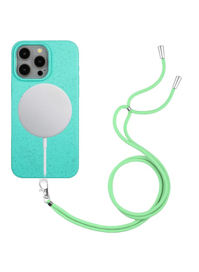 S-TOP Case For iPhone 14 Pro Max Wheat MagSafe Magnetic Straw Material + TPU Phone Case with Lanyard - Image 1