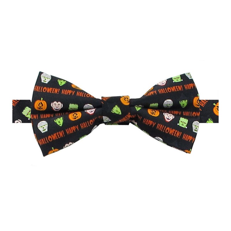 Jacob Alexander Sunrise Outlet Men's Happy Halloween Monsters Frankenstein Mummy Witches Jack-O-'Lantern Adjustable Pre-Tied Banded Bow Tie - Image 1