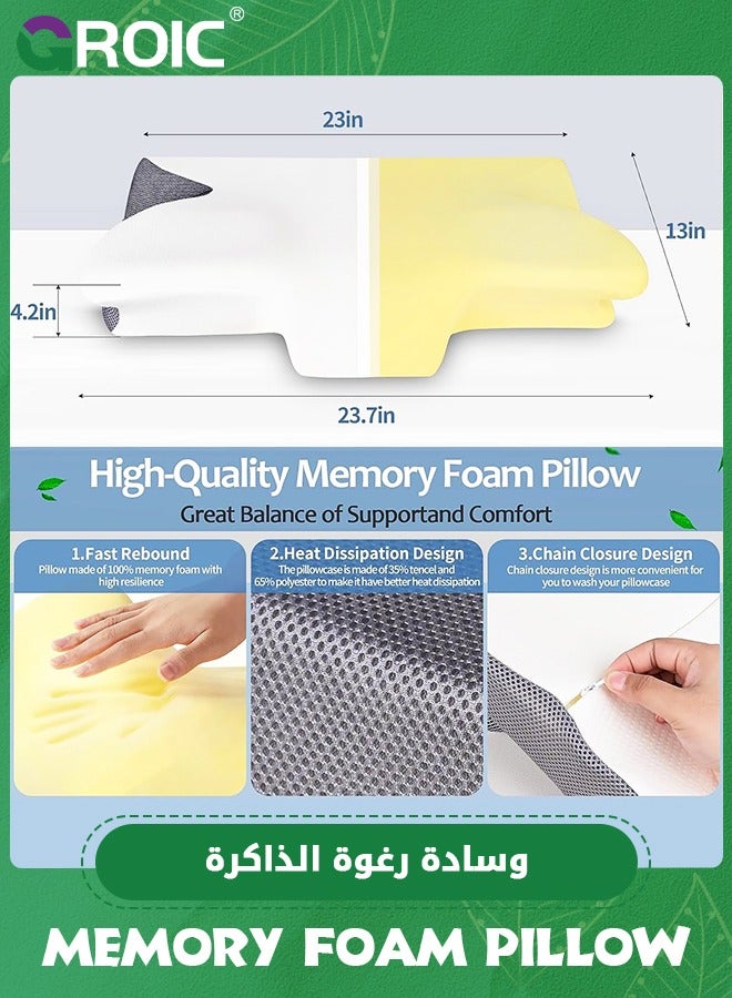 GROIC Cervical Memory Foam Pillow - Ergonomic Contour Pillow for Neck and Shoulder Pain, Orthopedic Pillow for Neck Support,Butterfly Cervical Pillow  - Image 2