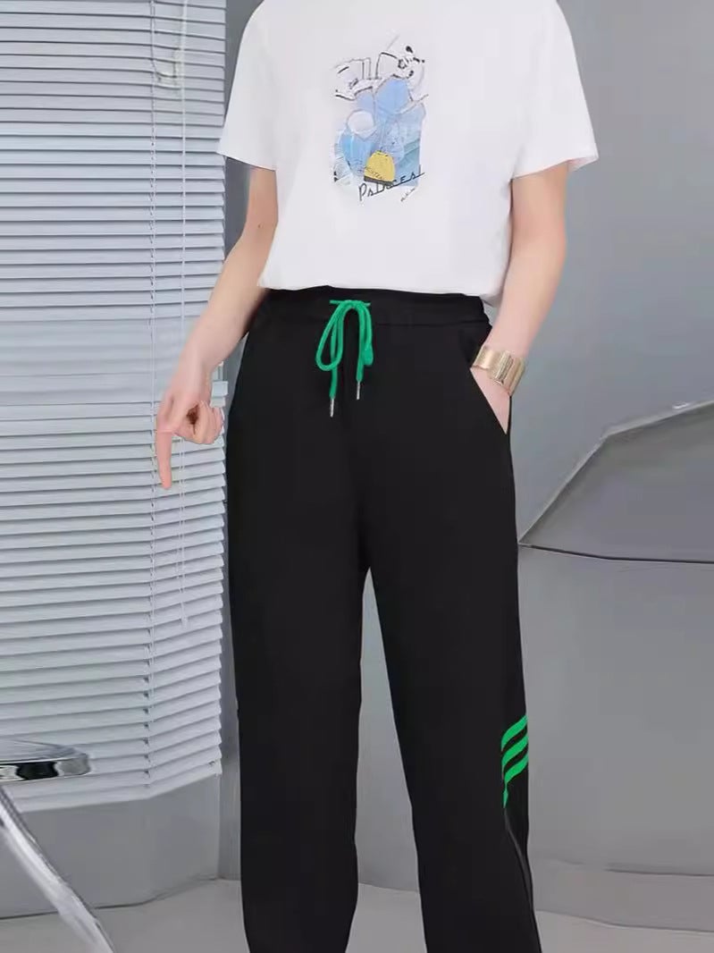 Ice Silk Cropped Pants Women''s Summer Thin plus size Hallen Pants New Arrival Hollow-out Stitching Lace-up Pants Casual Pants - Image 5