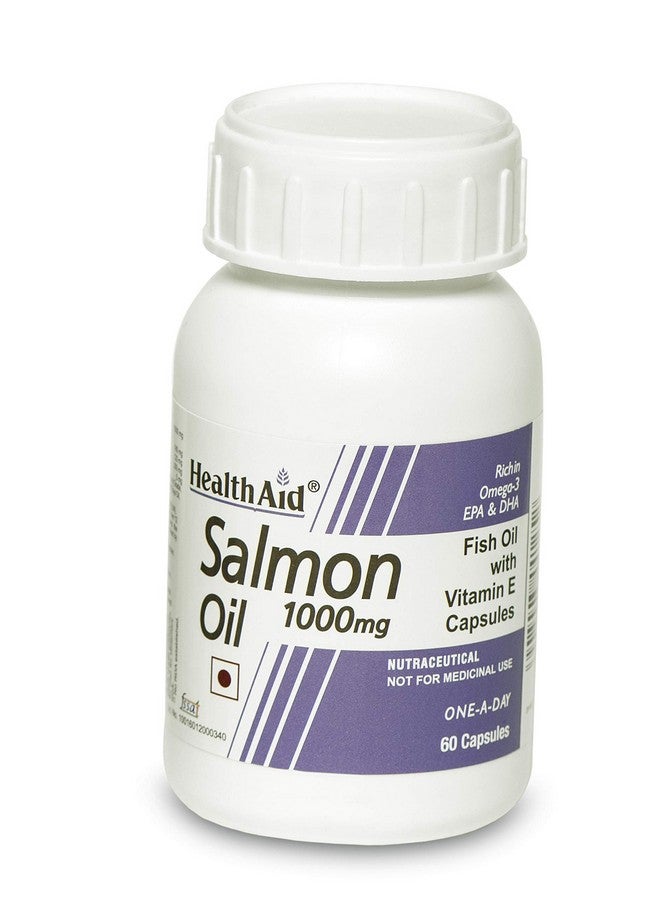 Health Aid HealthAid Salmon Oil 1000mg - Concentrated Salmon Fish Oil Supplement with Vitamin E, Omega - 3, EPA & DHA for cholesterol management | pack of 60 capsules | - Image 3