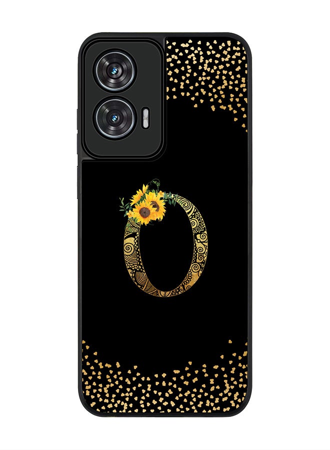 Stylizedd For Motorola Edge 50 Fusion 5G Case,Slim fit Camera Protection, Shockproof Thin Phone cover  - Custom Floral Monogram - O ( Black ) - Image 1