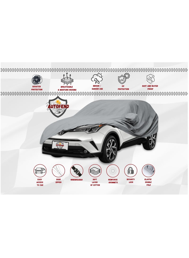 Zipporah All Weather Premium Lightweight 6-Layers Protective Car Cover 210T Compatible for 2016-2025 Toyota C-HR and Lexus UX  with Left Driver Side Door Zipper, Security Lock and Mirror Pockets - Image 4