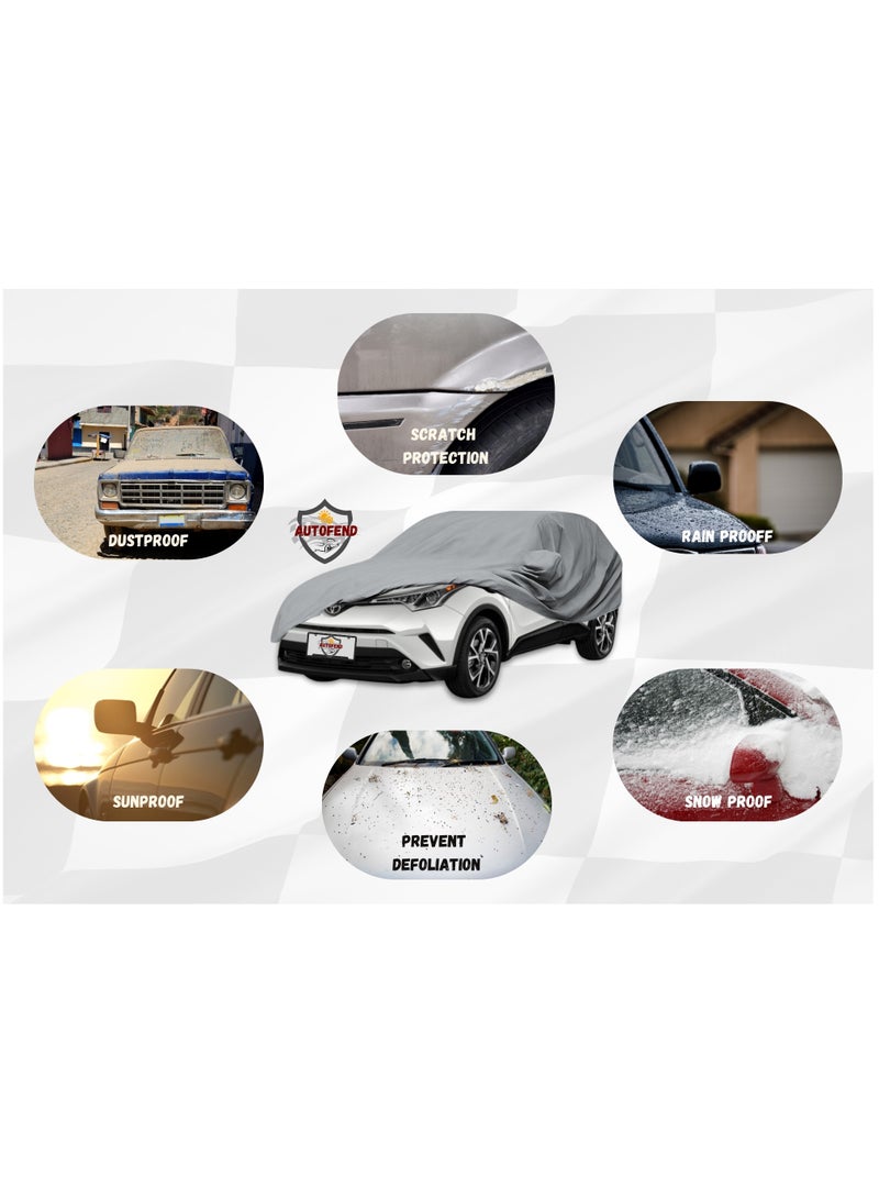 Zipporah All Weather Premium Lightweight 6-Layers Protective Car Cover 210T Compatible for 2016-2025 Toyota C-HR and Lexus UX  with Left Driver Side Door Zipper, Security Lock and Mirror Pockets - Image 5