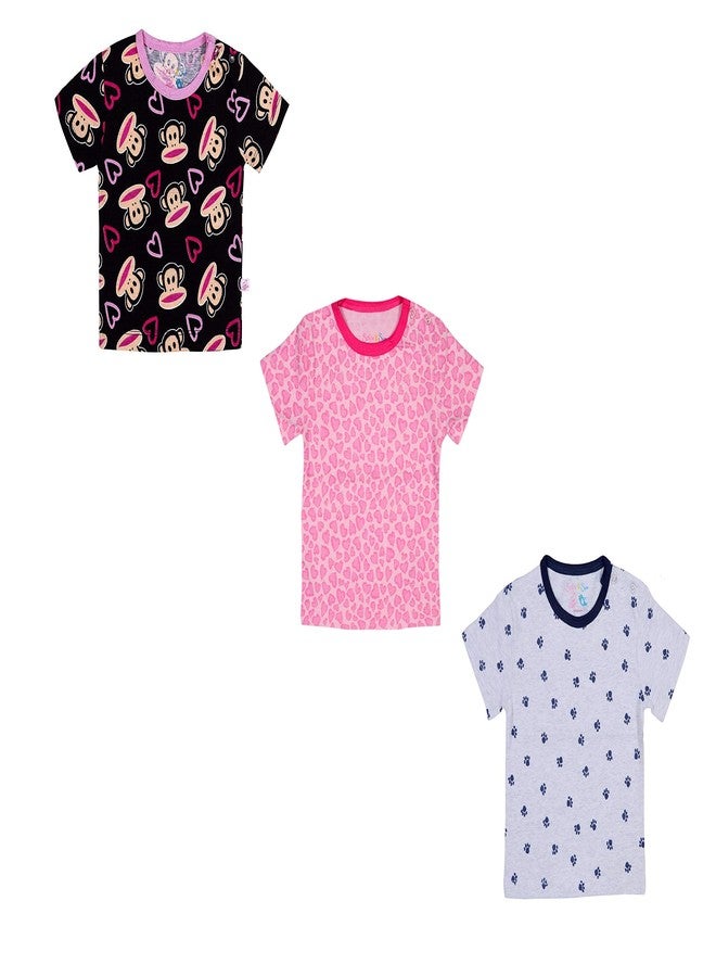 Sofie & Sam Baby T-Shirt Half Sleeves Premium Cotton Pack of 3 - Hearts/Monkey/Paw (3-6 Months) - Image 1