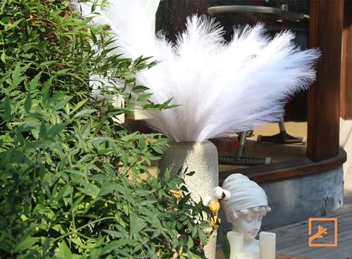 ZIFTY 7-Pcs 38"/3.1FT Faux Pampas Grass Large Tall Fluffy Artificial Fake Flower Boho Decor Bulrush Reed Grass for Vase Filler Farmhouse Home Wedding Decor (White) - Image 4