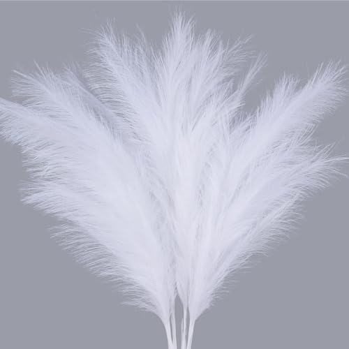 ZIFTY 7-Pcs 38"/3.1FT Faux Pampas Grass Large Tall Fluffy Artificial Fake Flower Boho Decor Bulrush Reed Grass for Vase Filler Farmhouse Home Wedding Decor (White) - Image 1
