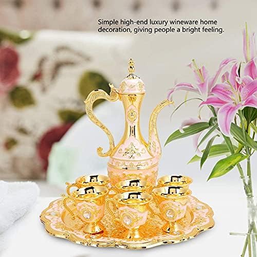 KUIDAMOS Vintage Turkish Coffee Pot Set Model,8.46x5.11in Tea Flask Medium Tea Sets for Women With Teapot Tray and 6 Cups Craft Decorations Flagon Set Turkish Cup Set Turkish Teapot,Small - Image 5