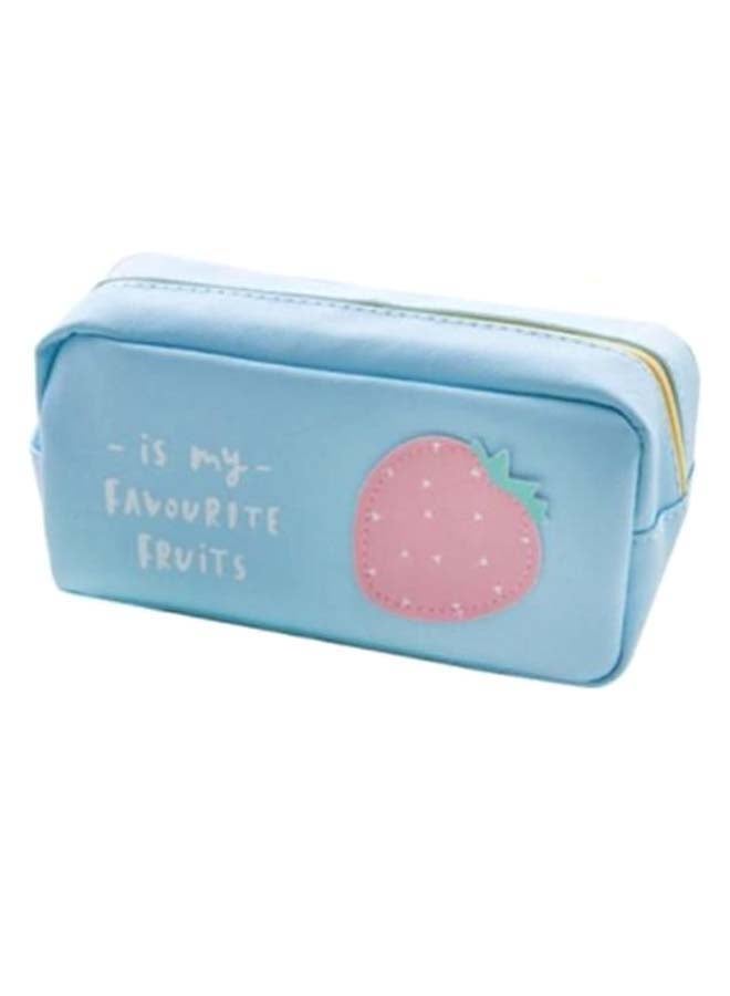 Loquat Large Capacity Fruit Pattern Pencil Case Blue/Pink - Image 1
