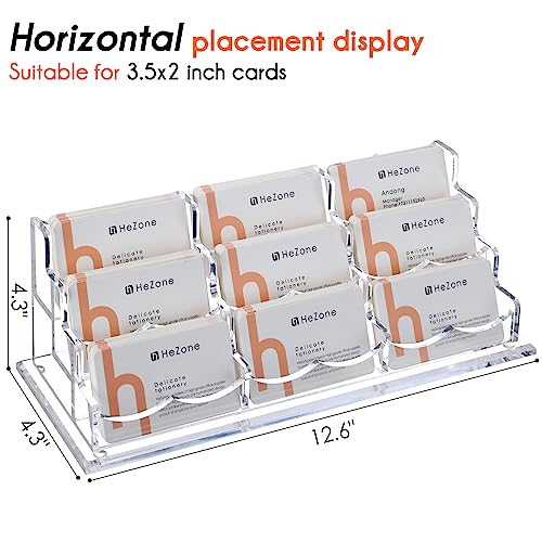 HeZone Business Card Holder for Desk, Multiple Cards Display Stand Rack for Women and Men, Clear Acrylic Card Organizer 9 Slot 3 Tiers - Image 3