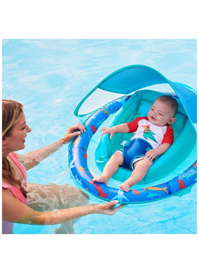 SwimWays - Infant Spring Float, Baby Pool Float With Canopy & Upf Protection, Swimming Pool Accessories For Kids 3-9 Months, Shark - Image 1