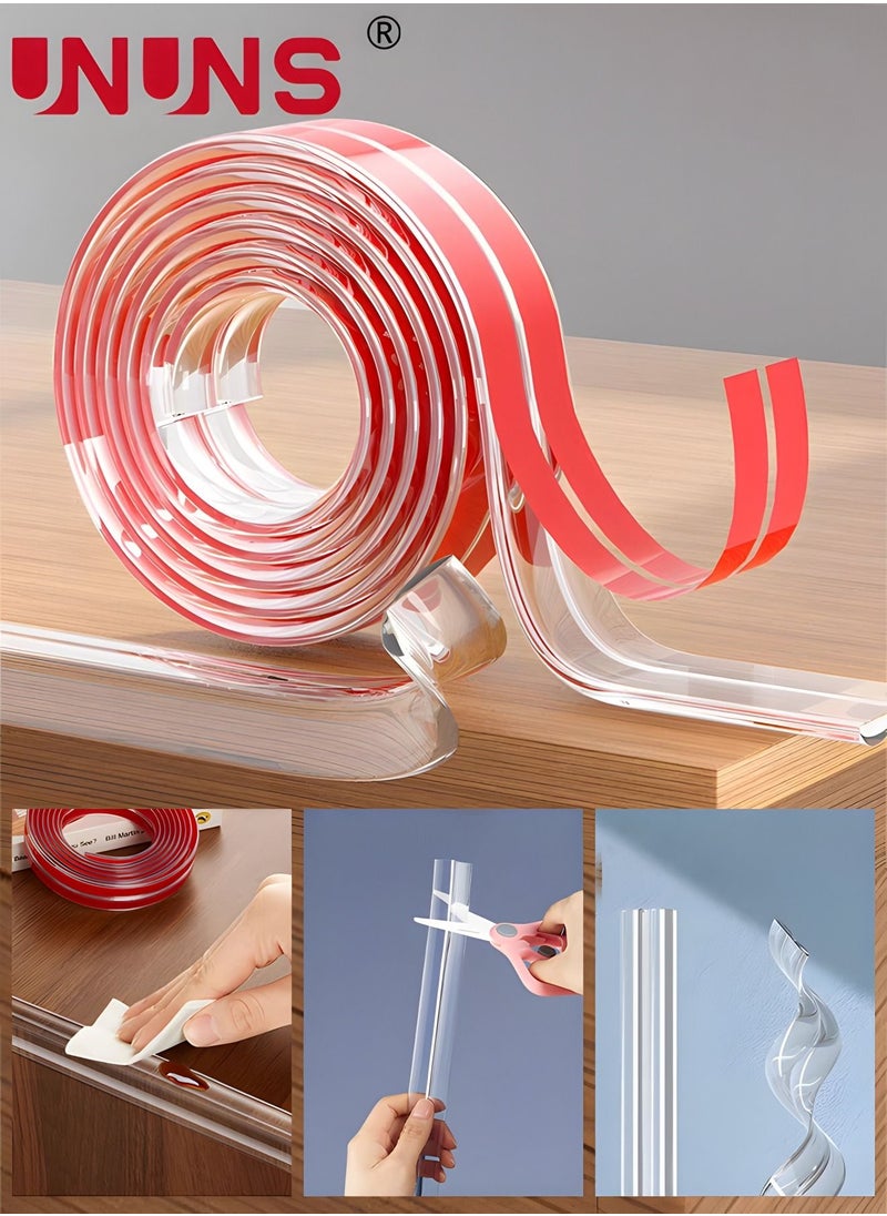 UNUNS - Table Edge Corner​ Protection,5M Clear Furniture Edge Protector Strip With 4 Corners,Baby Corner Protector For Fireplace,Table,Stair - Image 1