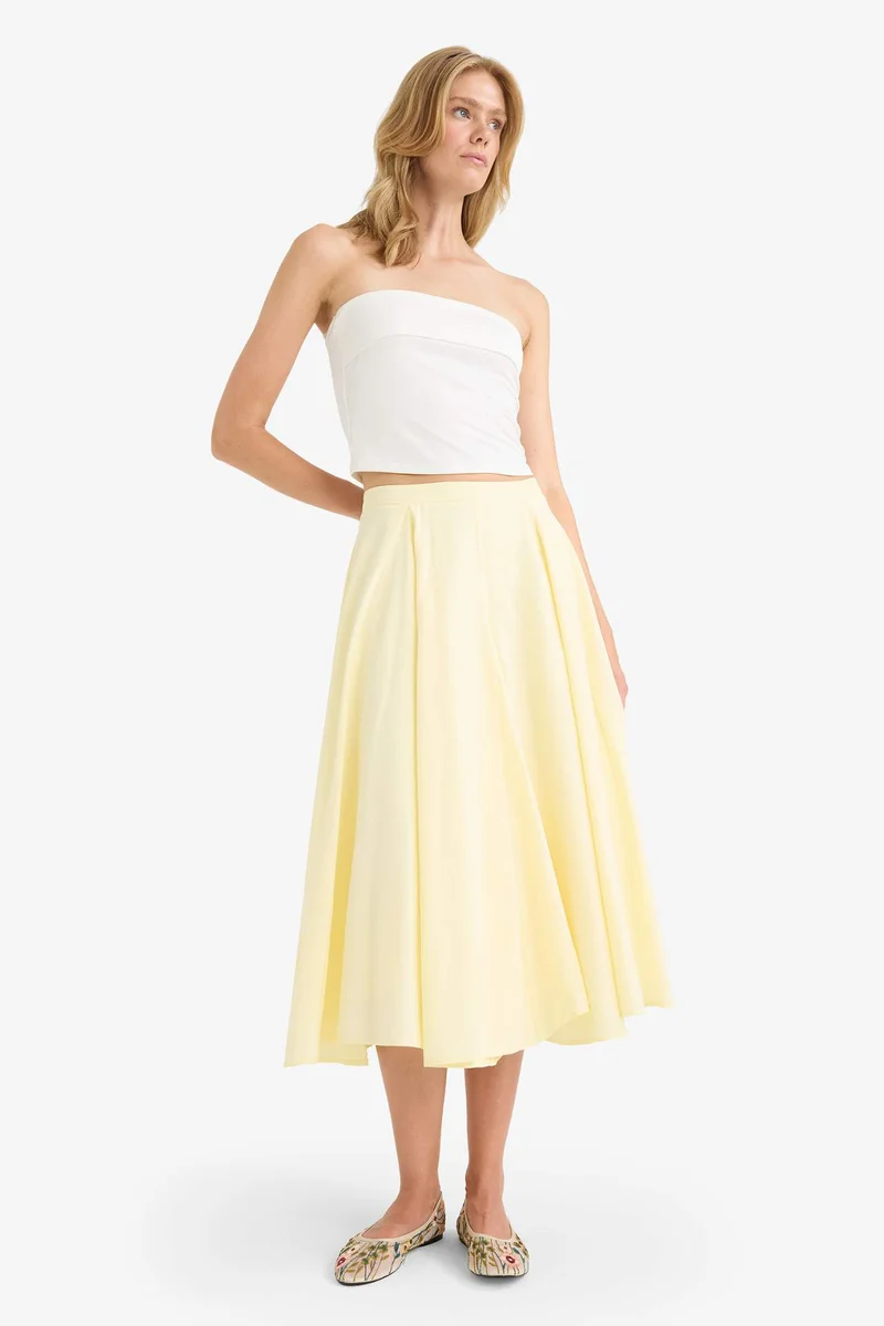 DeFacto A Cut Poplin Lined Normal Waist Maxi Skirt