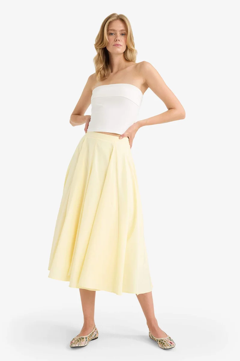 DeFacto A Cut Poplin Lined Normal Waist Maxi Skirt