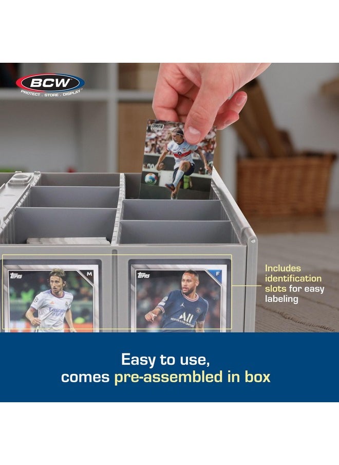 BCW - Collectible Card Bin - Single Gray | Storage Box For Trading Cards | Holds 3200 Cards | Includes 4 Card Storage Partitions | Loose Trading Card Storage For Pokemon, Mtg, And Sports Cards - Image 1
