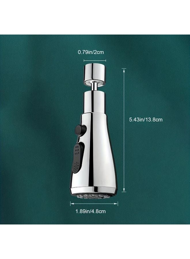 Silvery Kitchen Faucet Extension Spout With Rotating Splash Proof Sprayer - Image 4