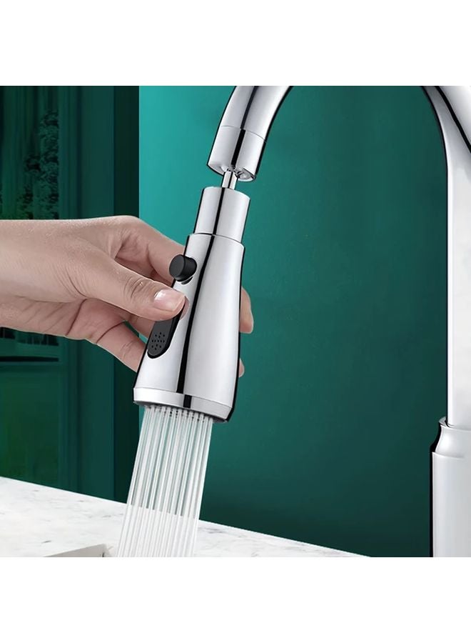 Silvery Kitchen Faucet Extension Spout With Rotating Splash Proof Sprayer - Image 2