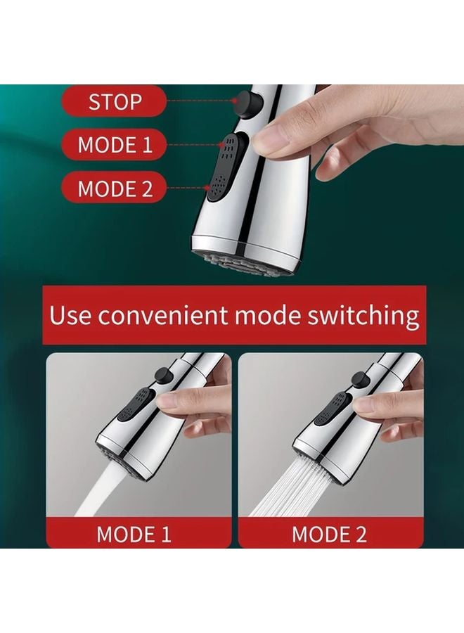 Silvery Kitchen Faucet Extension Spout With Rotating Splash Proof Sprayer - Image 5