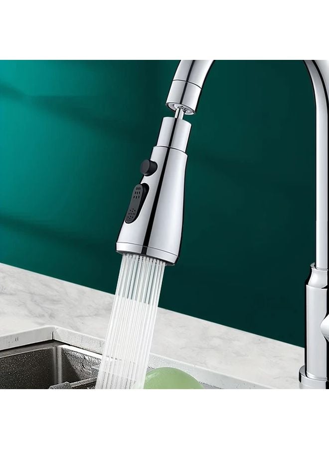 Silvery Kitchen Faucet Extension Spout With Rotating Splash Proof Sprayer - Image 3