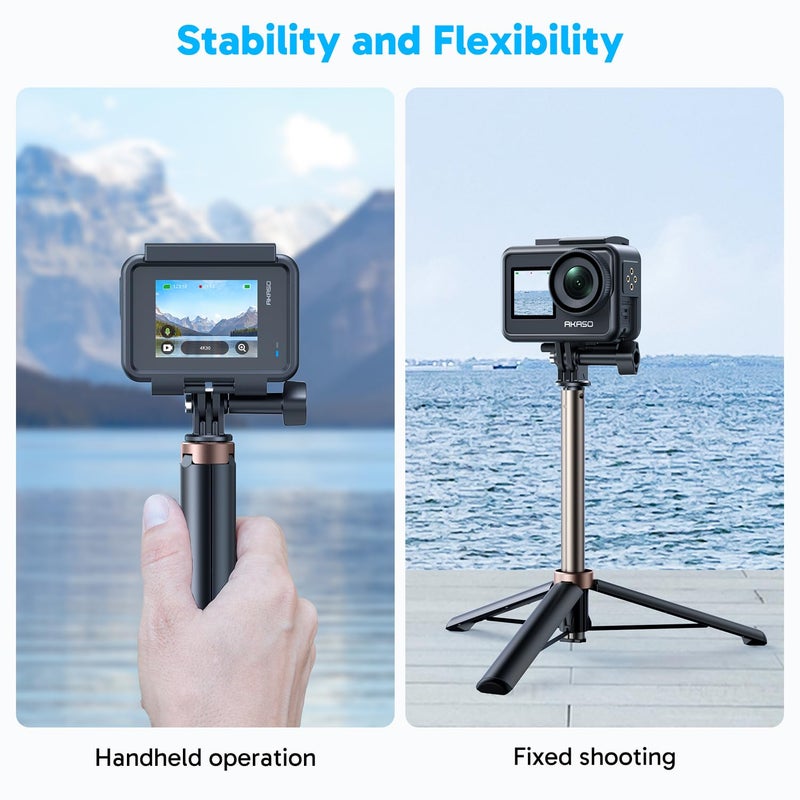 AKASO 60cm Selfie Stick Extendable Tripod Stand Compatible with AKASO, SJCAM, GoPro Hero 13/12/11/10/9/8/7/Max, DJI Osmo Action 5/4/3, and Other Action Cameras - Image 4