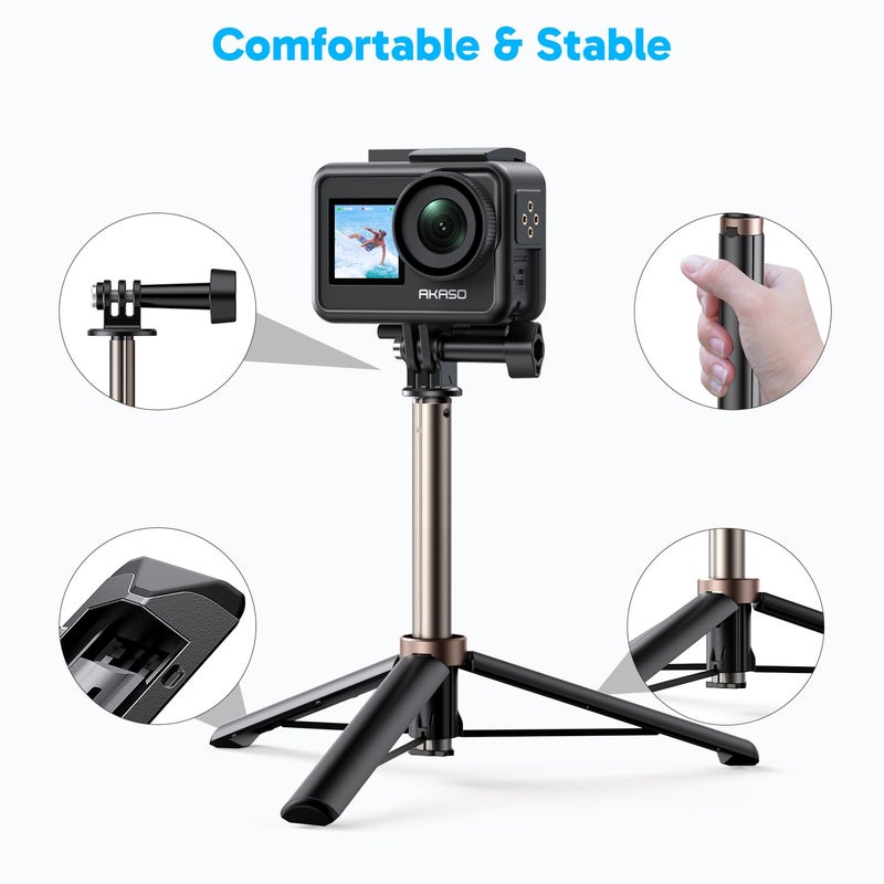 AKASO 60cm Selfie Stick Extendable Tripod Stand Compatible with AKASO, SJCAM, GoPro Hero 13/12/11/10/9/8/7/Max, DJI Osmo Action 5/4/3, and Other Action Cameras - Image 3