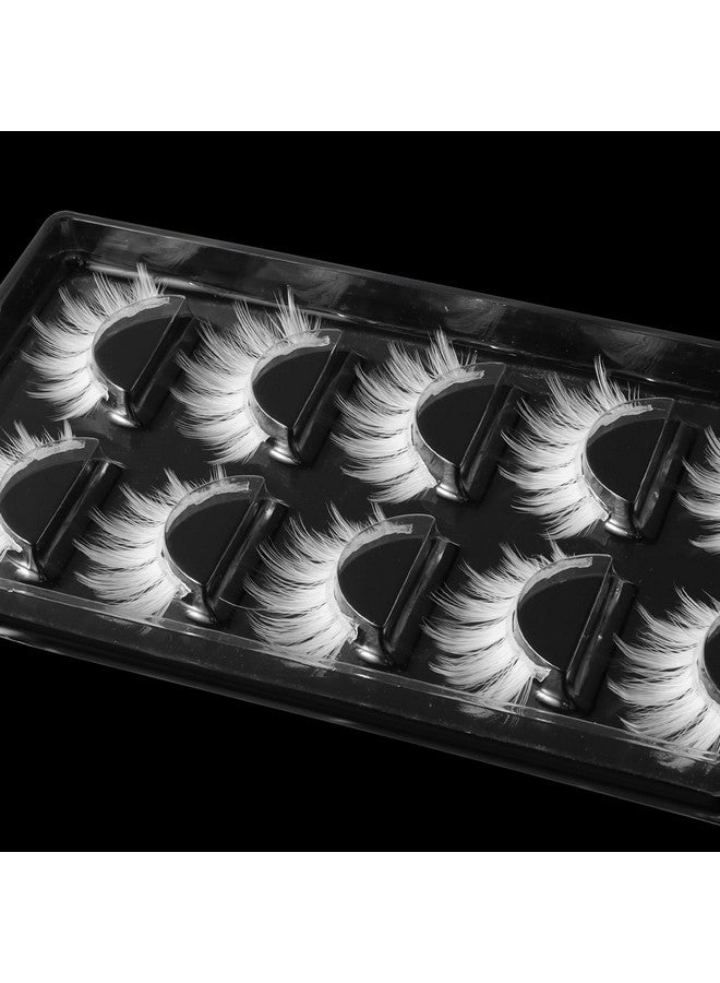 DSLONG 5 Pairs White Lashes Cosplay Lashes 3D Multilayered Anime Manga Lashes Effect Fluffy Wispy Cat Eye White False Eyelashes For Halloween Masquerade Eyelash Tools (W01) - Image 4
