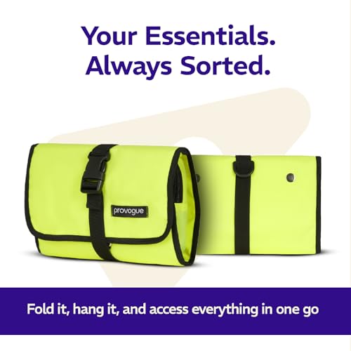 Provogue Trifold Toiletry Kit for Men and Women, Polyester Cosmetic kit, Travel Organiser Pouch with Foldable Design and Buckle Closure, Travel Accessory for Men and Women, Glow Lime - Image 3