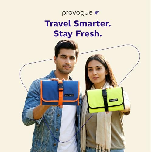 Provogue Trifold Toiletry Kit for Men and Women, Polyester Cosmetic kit, Travel Organiser Pouch with Foldable Design and Buckle Closure, Travel Accessory for Men and Women, Glow Lime - Image 2