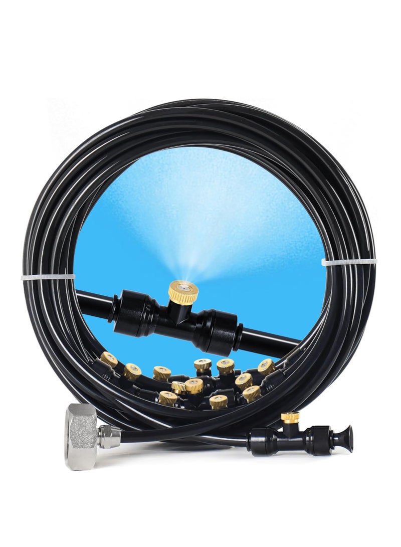 general Misters for Outside Patio, 100FT Misting Cooling System for Patio, 100FT (30M) Misting Line+28 Mist Nozzles+3/4" Brass Adapter, Pre-Assembled Garden & Greenhouse Watering System - Image 1