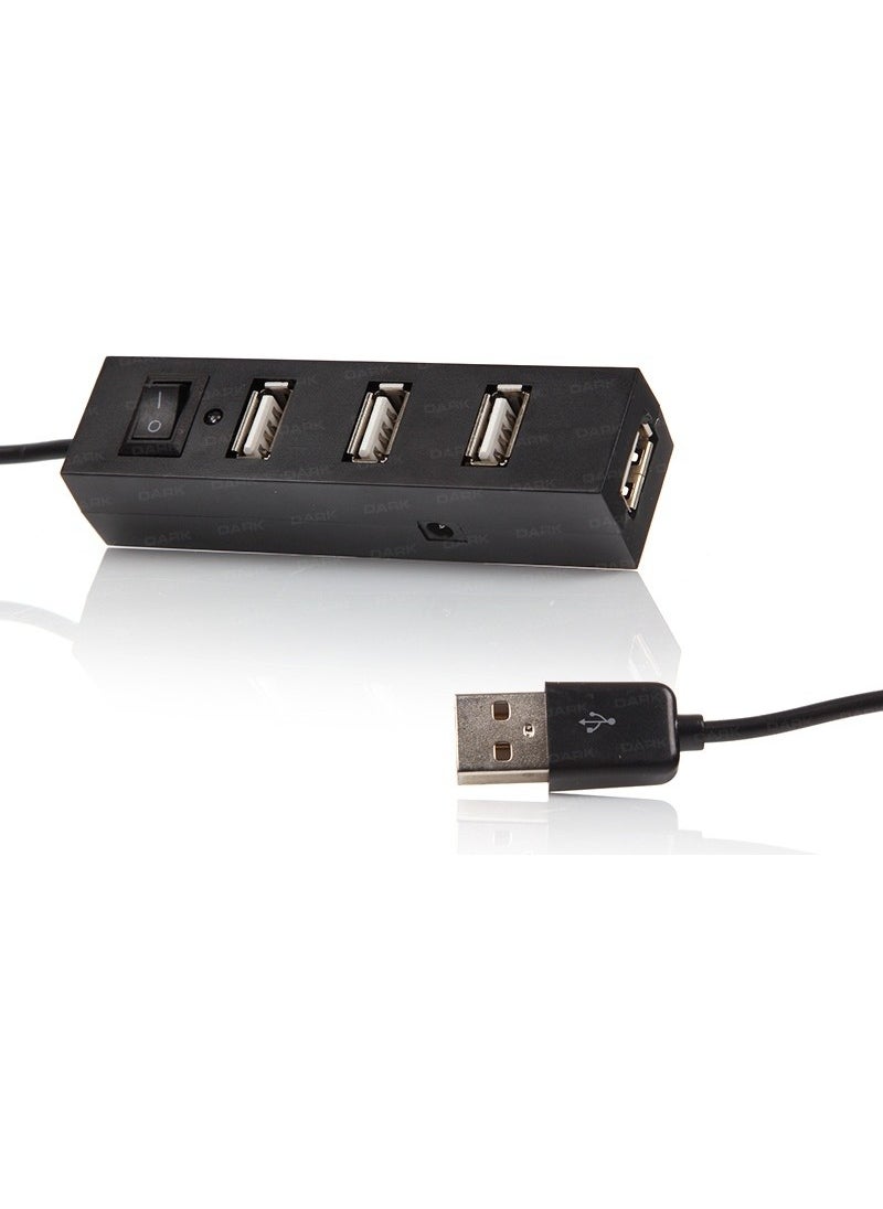 Dark - 4 Port USB2.0 Hub with On/Off Button - Image 1