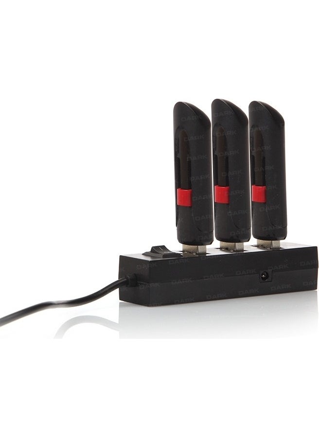 Dark - 4 Port USB2.0 Hub with On/Off Button - Image 1