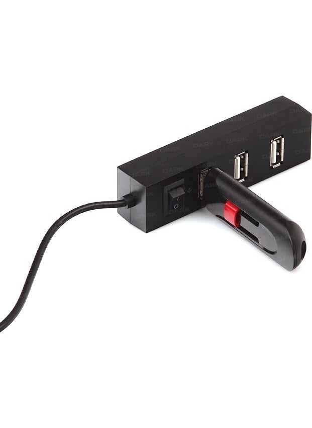 Dark - 4 Port USB2.0 Hub with On/Off Button - Image 1