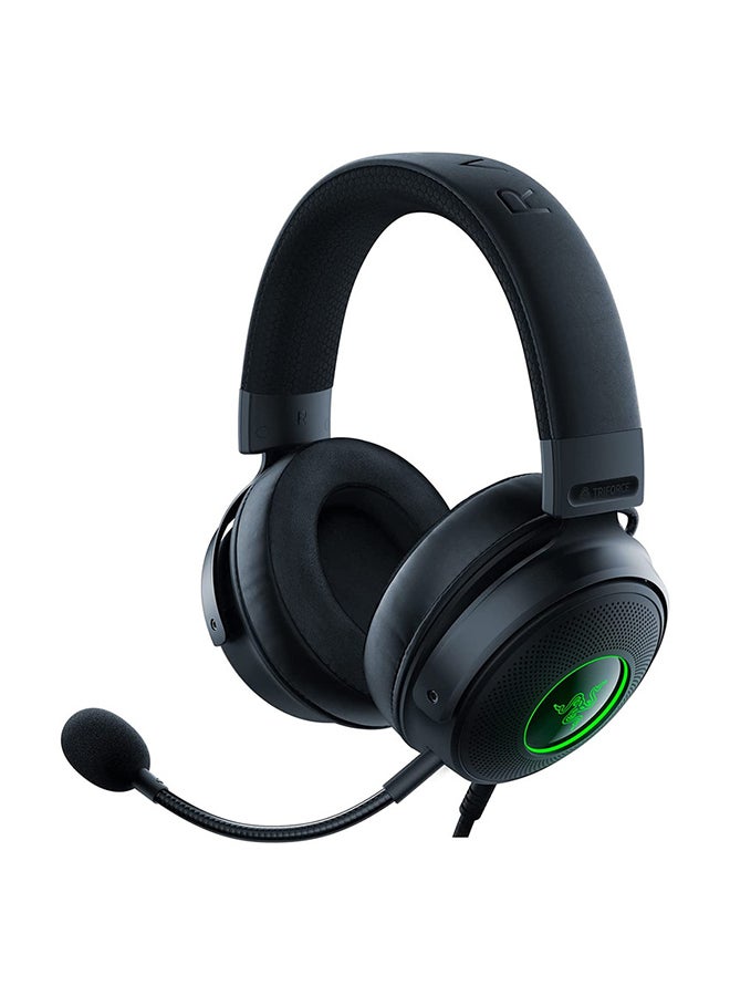 Razer Kraken V3 Wired USB Gaming Headset - Triforce Titanium 50mm Drivers, Hybrid Fabric & Leatherette Memory Foam Cushions, Detachable HyperClear Mic - Black - Image 1
